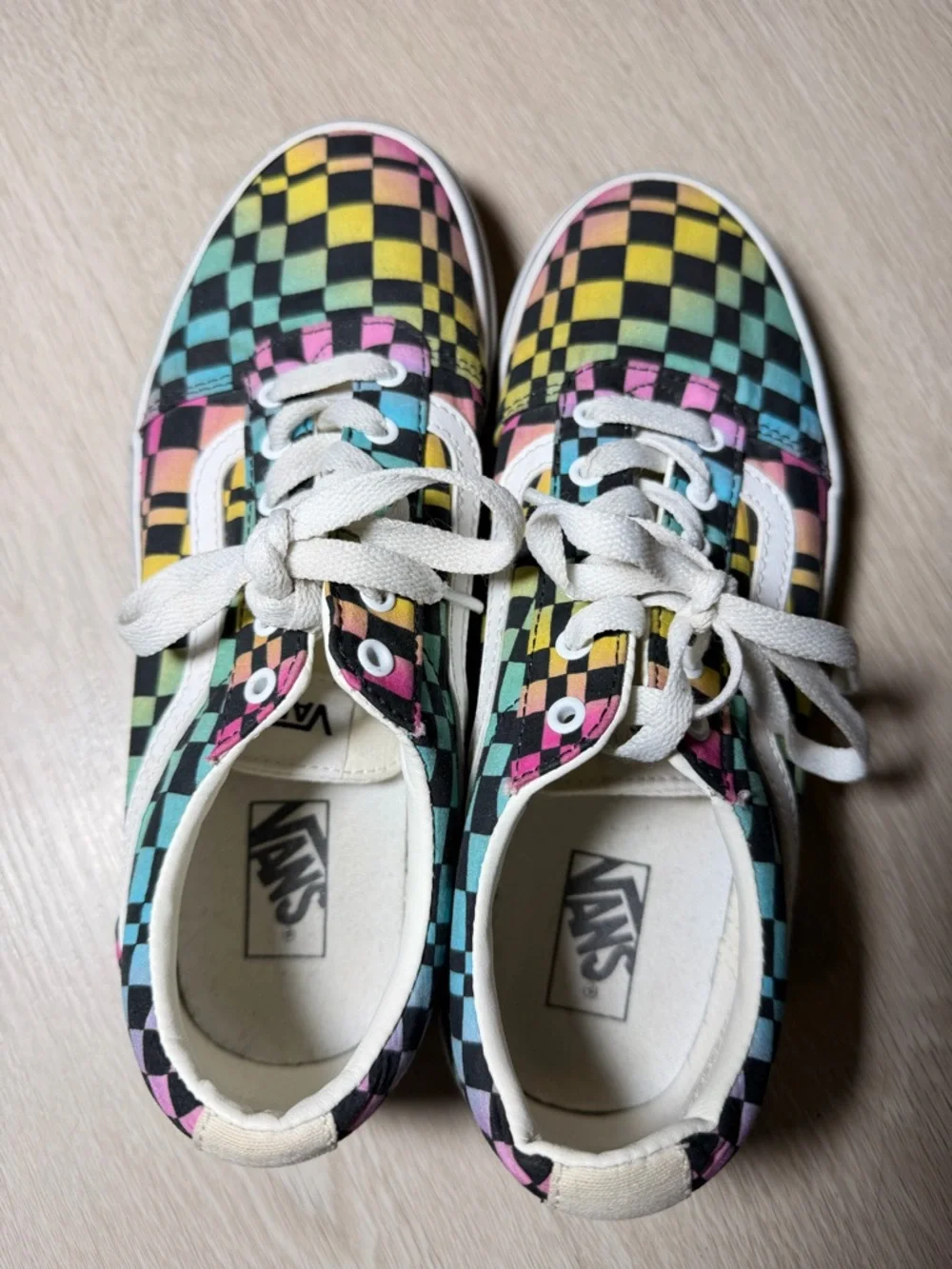 🧡| Vans Checkerboard Rainbow Slip-On Style Sneakers - Multicolor - Picture 2 of 6